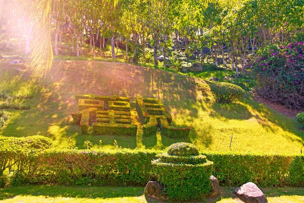 공원 샨 불교에 상형 문자의 형태로 펼쳐 왔다 ctov의 꽃-침대. — 스톡 사진