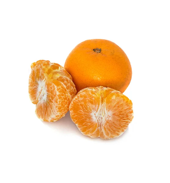 Groß Reif Hell Mandarine Auf Weißem Hintergrund Saftige Früchte Auf — Stockfoto