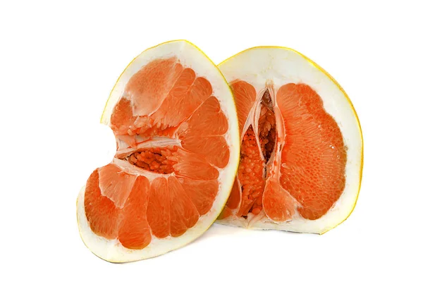 Pamelo große und saftige Früchte auf weißem Hintergrund, ohne Hintergrund helle Farbe Zitrusfrüchte. — Stockfoto