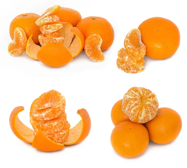 Mandarines plusieurs options différentes sur un fond blanc. Agrumes sans arrière-plan . — Photo