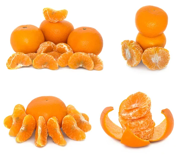 Mandarinen mehrere verschiedene Optionen auf weißem Hintergrund. Zitrusfrüchte ohne Hintergrund. — Stockfoto