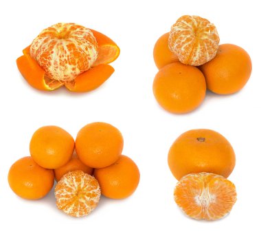 mandalina beyaz bir arka plan üzerinde birkaç farklı seçenek. Arka plan olmadan narenciye. 