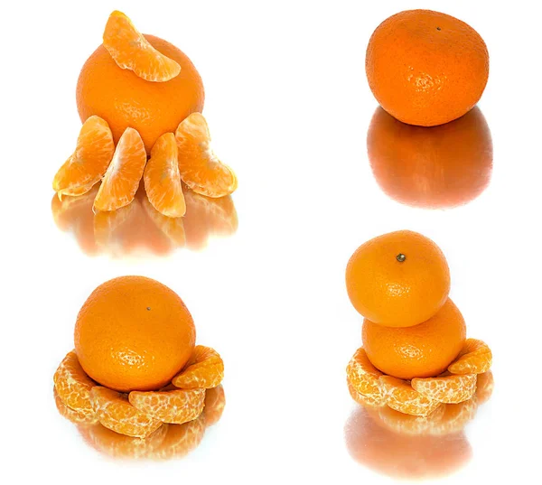 Mandariner flera olika alternativ på en vit bakgrund. Citrus utan bakgrund. — Stockfoto