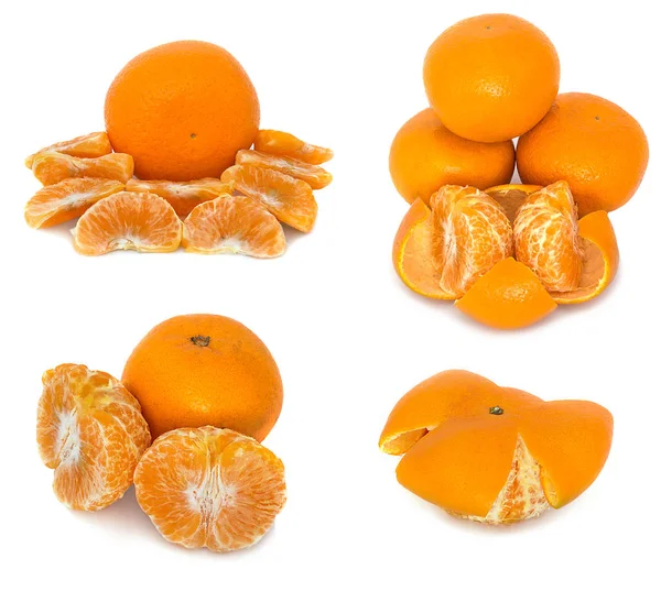 Mandarinen mehrere verschiedene Optionen auf weißem Hintergrund. Zitrusfrüchte ohne Hintergrund. — Stockfoto