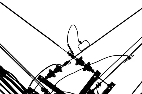 Kablolar de luz en cielo blanco abstracto blanco y negro minimalista para diseo