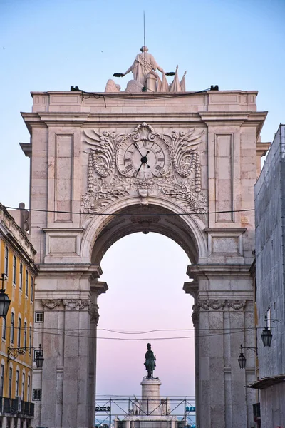 Foto Waktu Matahari Terbenam Rua Augusta Lisbon — Stok Foto