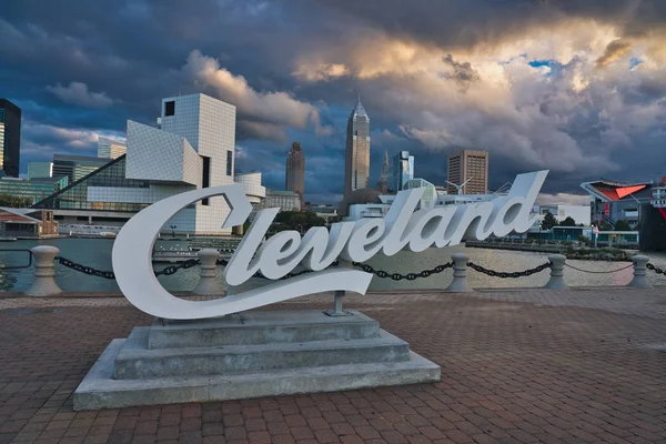 Foto Cidade Cleveland Hora Pôr Sol — Fotografia de Stock