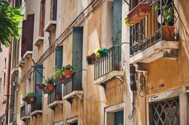 Fotoğraf balconys ve çiçek Venedik İtalya