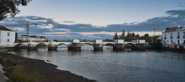 Foto Staden Tavira Portugal Vid Solnedgången — Stockfoto