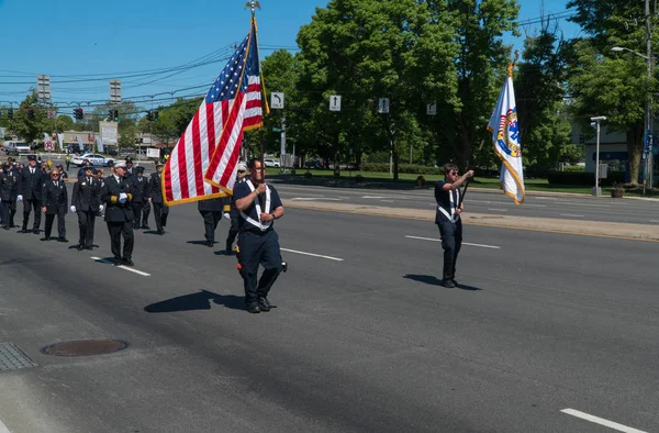 Long Island Circa 2019 Célébration Défilé Commémoratif Ems Pompiers Défilent — Photo