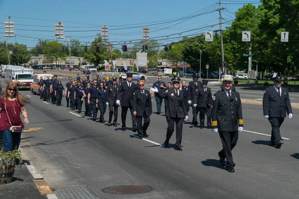 Long Island Circa 2019 Célébration Défilé Commémoratif Ems Pompiers Défilent — Photo