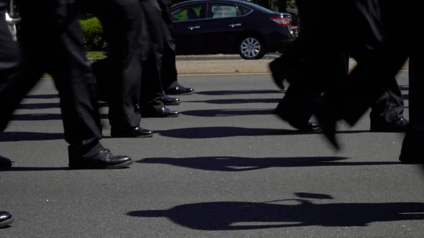 Mouvement Défilé Ferme Encore Les Pieds Des Travailleurs Des Services — Photo