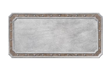 Beyaz arkaplanda perçinlenmiş metal çerçeve