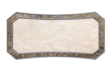 Beyaz perçin ve kremsi desenli kahverengi vintage çerçeve.