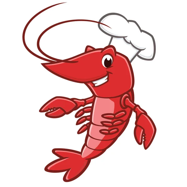 Vector Illustration Lobster Wearing Chef Hat — Stock Vector