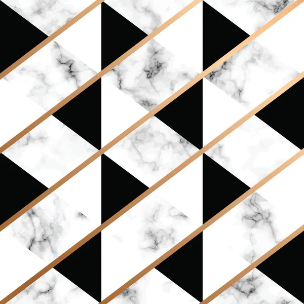 Векторный Мрамор Текстура Дизайн Золотыми Геометрическими Линиями Черно Белая Мраморная — стоковый вектор