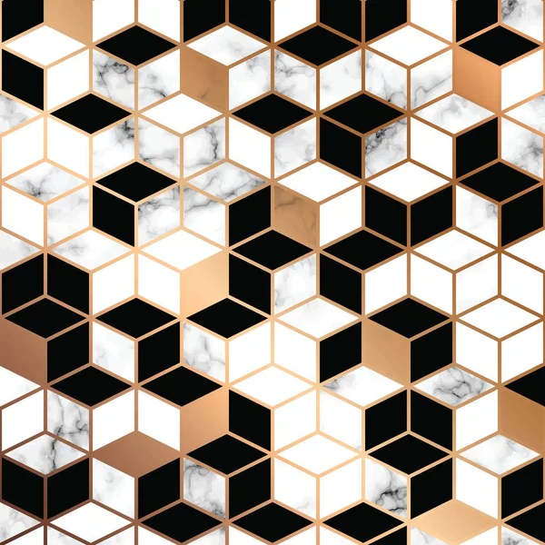 Vector Marmeren Textuur Ontwerp Met Gouden Geometrische Lijnen Zwart Witprinter — Stockvector