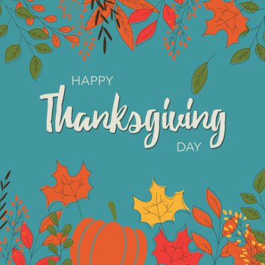 Mutlu Şükran günü kartı çiçek dekoratif öğeler, renkli tasarımı, vektör çizim ile