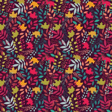 Çiçek dekoratif öğeler, renkli tasarımı, vektör çizim ile sonbahar seamless modeli