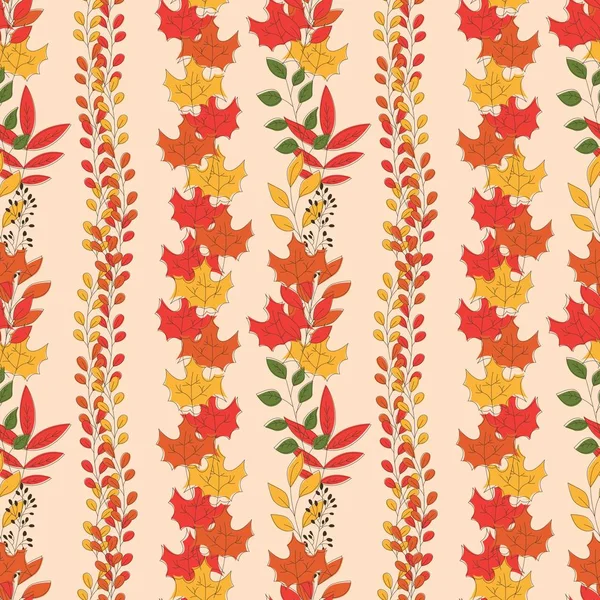 Herfst Naadloze Patroon Met Florale Decoratieve Elementen Kleurrijk Ontwerp Vectorillustratie — Stockvector