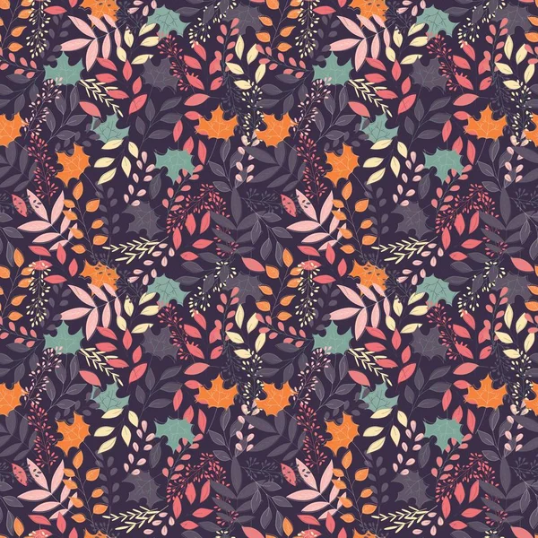 Autumn Seamless Pattern Floral Decorative Elements Colorful Design Vector Illustration — Stock Vector