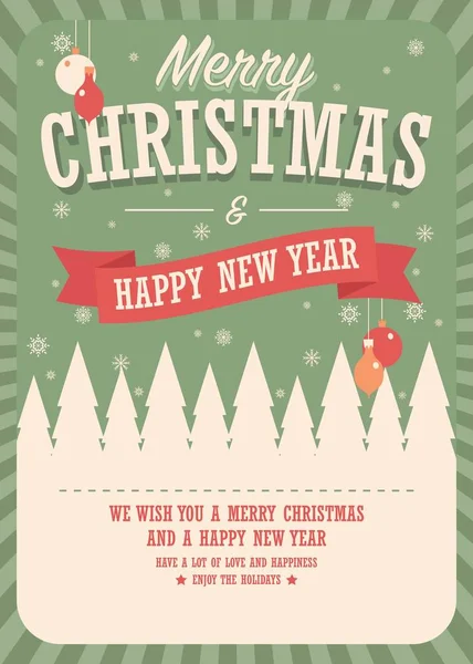 Merry Christmas Card Vintern Bakgrund Affisch Design Vektorillustration — Stock vektor
