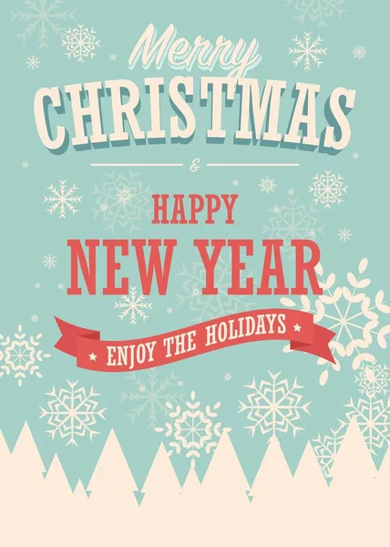 Joyeux Noël Carte Sur Fond Hiver Poster Design Illustration Vectorielle — Image vectorielle