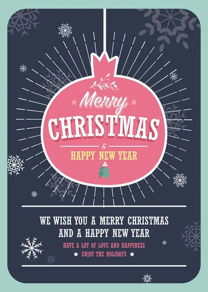 Joyeux Noël Carte Sur Une Boule Noël Décorative Sur Fond — Image vectorielle