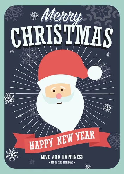 Feliz Tarjeta Navidad Con Santa Claus Fondo Invierno Ilustración Vectorial — Archivo Imágenes Vectoriales