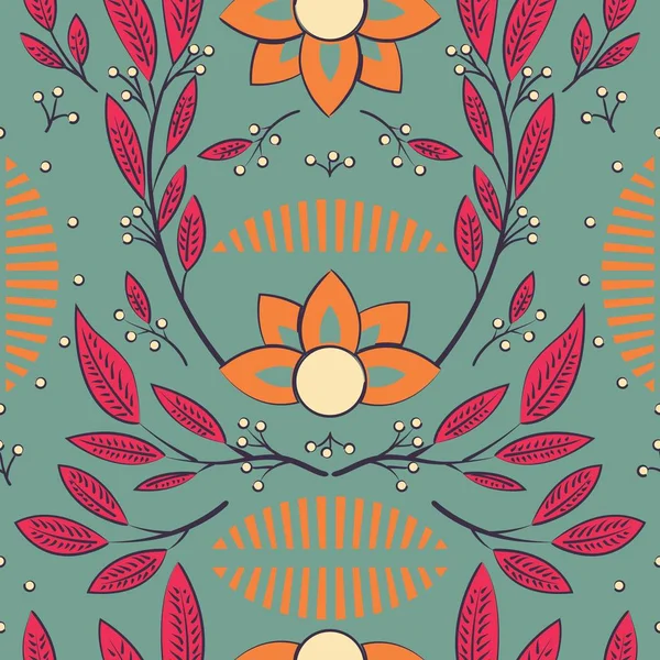 Diseño Patrón Sin Costuras Con Flores Dibujadas Mano Elementos Florales — Vector de stock
