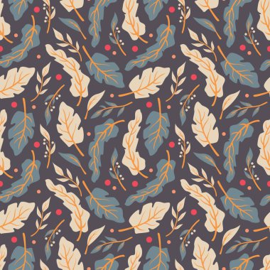 Dikişsiz desen tasarımı ile el çekilmiş çiçek ve çiçek öğeleri, vektör çizim