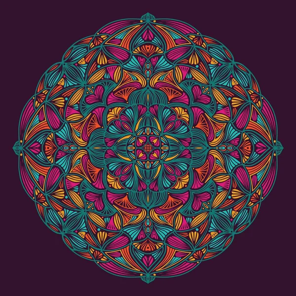Mandala étnica floral ornamental colorido — Vetor de Stock