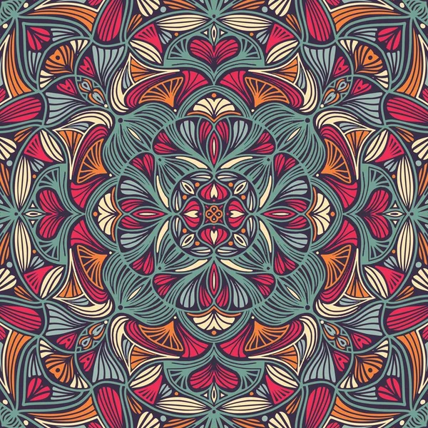 Красочная декоративная цветковая этническая мандала — стоковый вектор