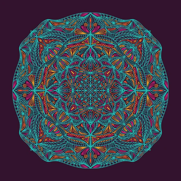 Mandala étnica floral ornamental colorido — Vetor de Stock