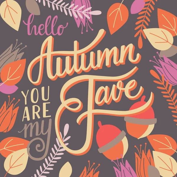 Autunno sei il mio preferito, scrittura a mano tipografia moderno poster design — Vettoriale Stock