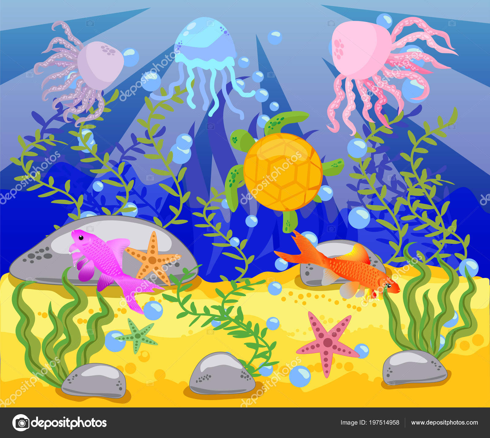Beauty Underwater Life Different Animals Habitats Marine Life Shining  Colorful Stock Vector Image by ©Michiru13 #197514958