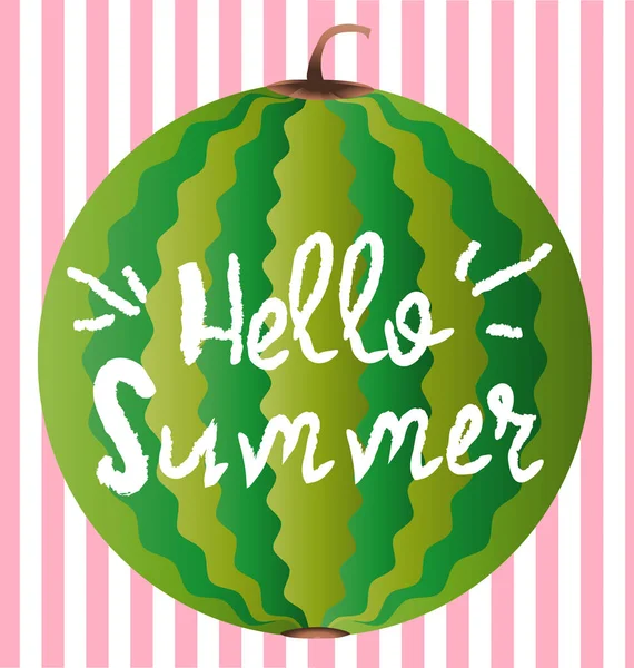 Hello Summer Greeting Card Poster Print Vector Typographical Background Watermelon — Stock Vector