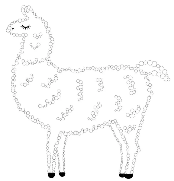 Desenho Para Colorir Lama Desenho Animado Lama Coloração Para Adultos —  Vetores de Stock