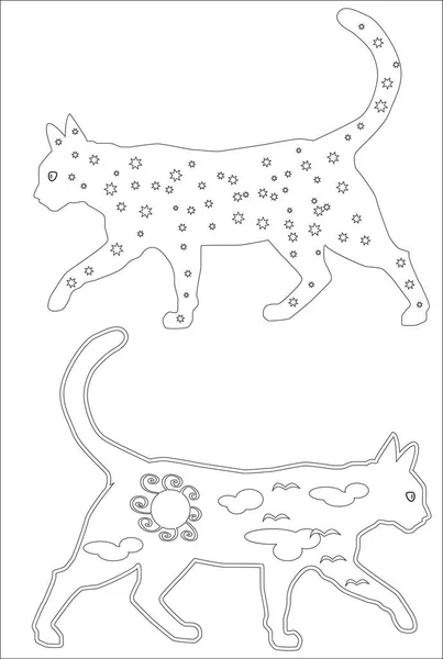 Barevné Stránky Obrys Kreslených Koček Omalovánky Pro Děti — Stockový vektor