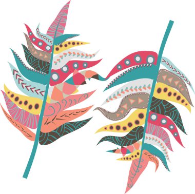 Elle çizilmiş Hint tüyler vektör kümesi. Siyah ve beyaz etnik desen. Bohem tarzı Gösterim amacıyla kartý, poster, tişört baskı, davet ediyor