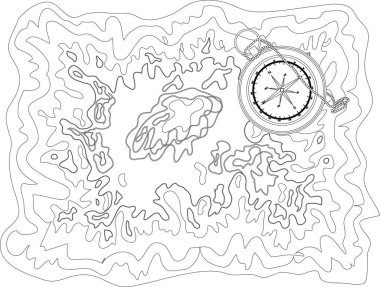 vektör siyah beyaz harita desen dağlar, enlem ve boylam satır, topografik harita sanat isim ile resim soyut topografik kontur satır ile