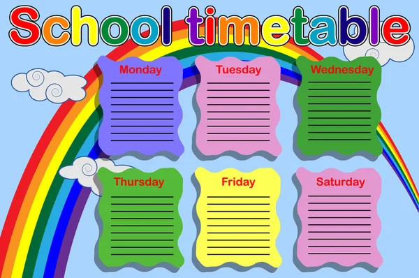 School timetable with paint cans — Stock Vector