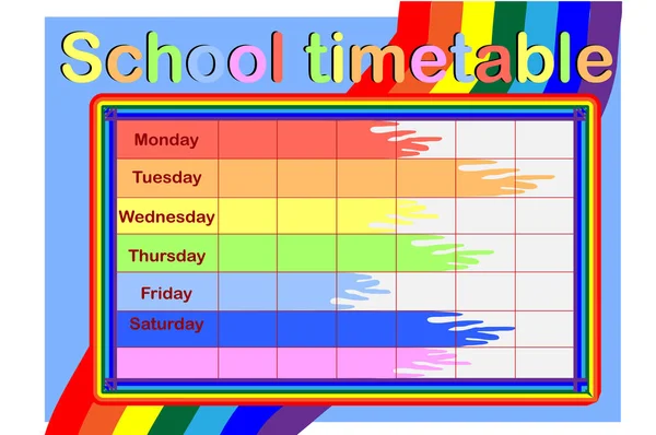 School tijdschema met verf blikjes — Stockvector