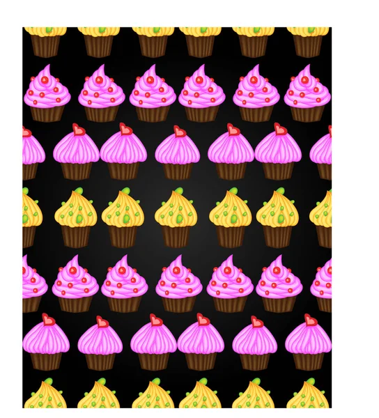 Fondo Cumpleaños Patrón Sin Costuras Con Magdalenas Magdalenas Bonitos Cupcakes — Vector de stock
