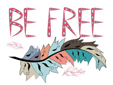 Özgür olmak. Boho sanat etnik tarzda dekoratif eşarplı yazdırma.