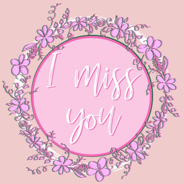 Sevgililer pembe arka plan ile yıldızlı ışık ve bir yazıt ben özledim