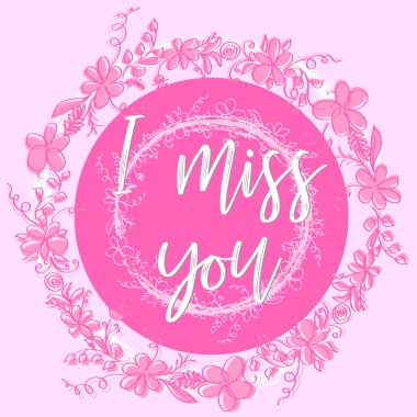 Sevgililer pembe arka plan ile yıldızlı ışık ve bir yazıt ben özledim