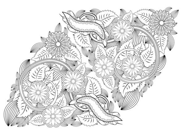 Henna Tattoo Doodle Elementen Witte Achtergrond Mehendi Bloemen Vector Set — Stockvector