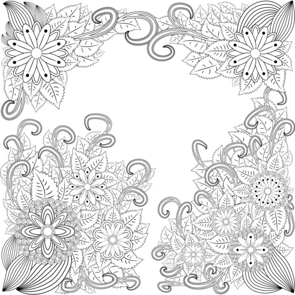 Cadre Abstrait Dessiné Main Style Zentangle Doodle Art Bordure Décorative — Image vectorielle