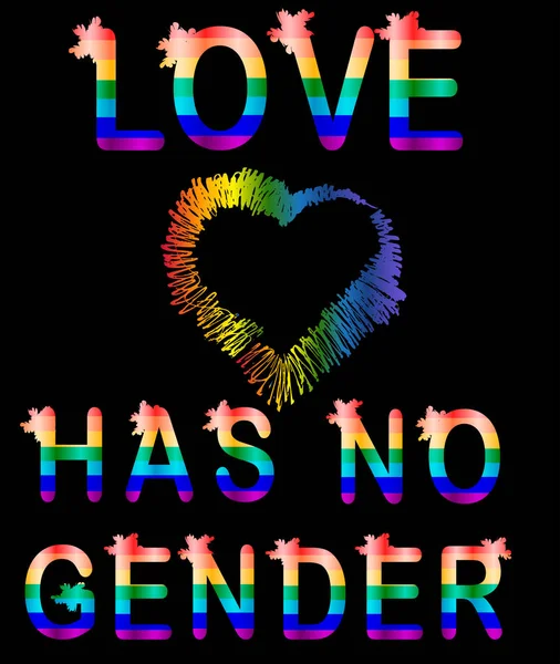Love Has Gender Rainbow Lettering Letters Lgtb Concept — Stock Vector